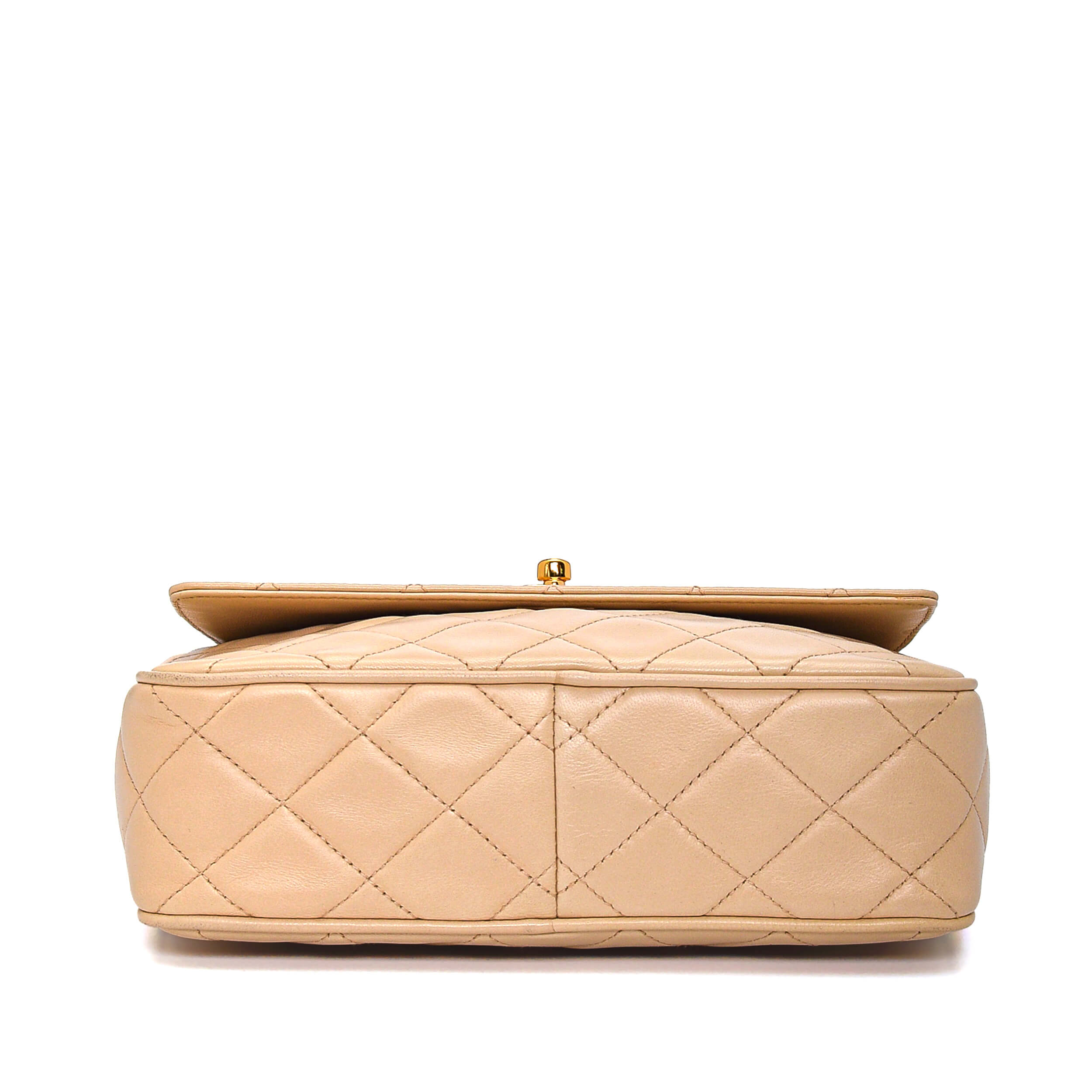 Chanel - Beige Quilted Lambskin Leather Fringee Camera Bag